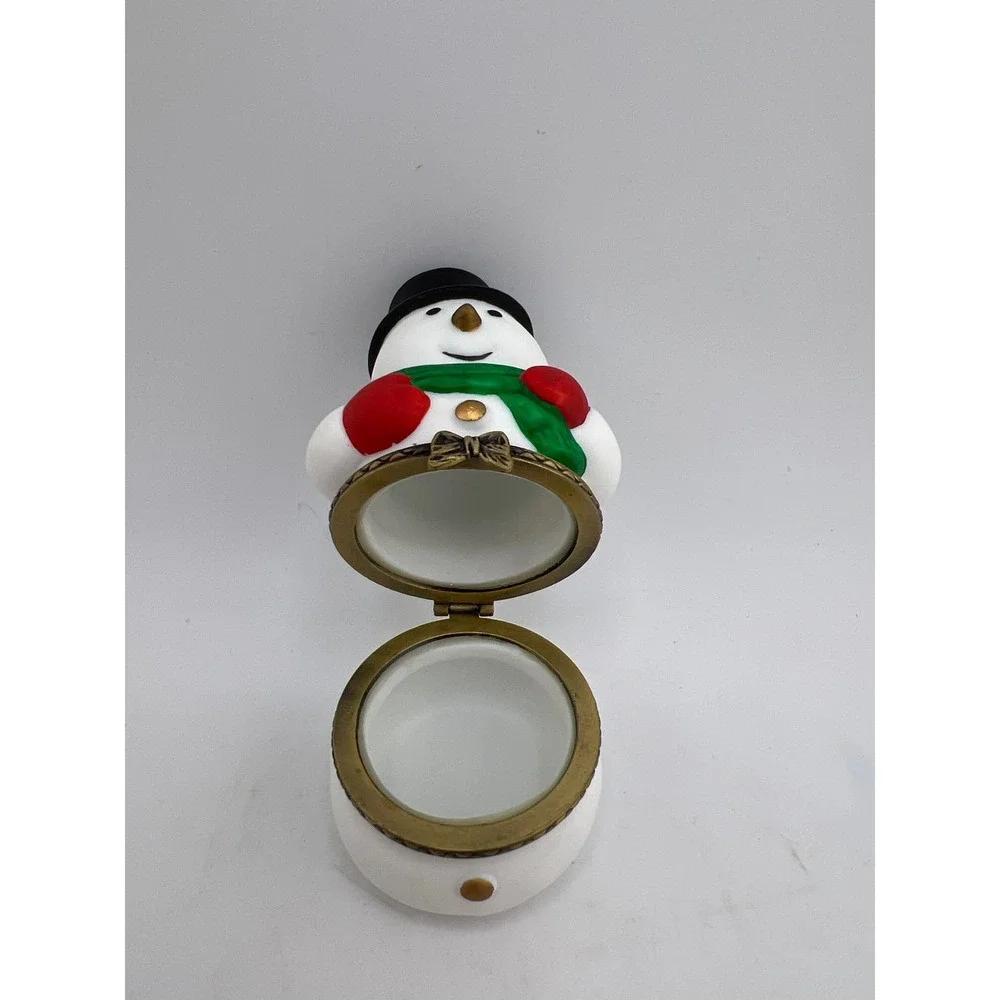 Hinged Snowman Trinket Box Small Decoration Deco Gift Vintage‎